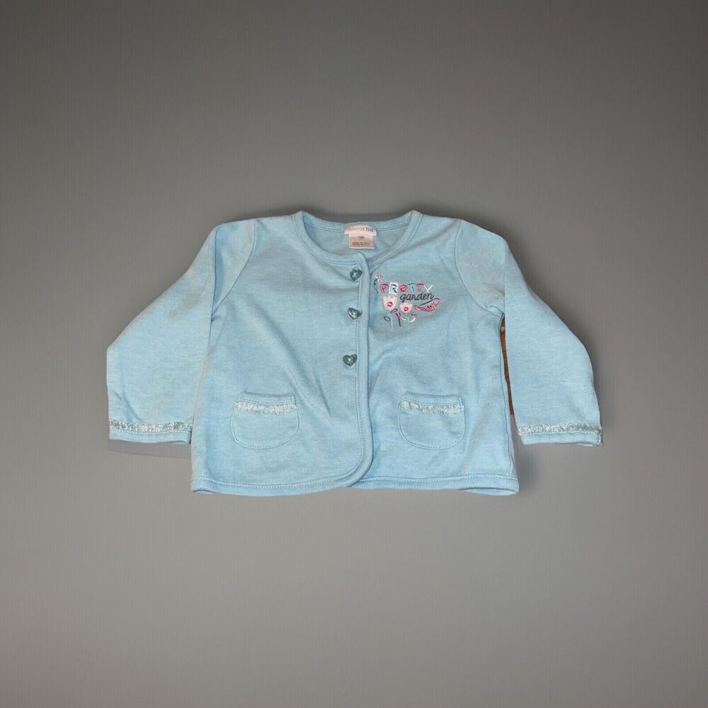 Baby Girl Absorba 12M Bright Blue Pretty Garden Knit Cotton Blend Jacket